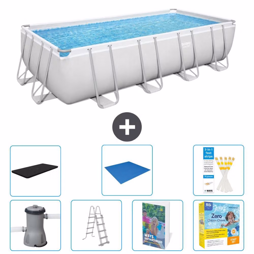Bestway Power Steel, piscina rettangolare - 488x244x122 cm - composta da 6 parti, modello S546
