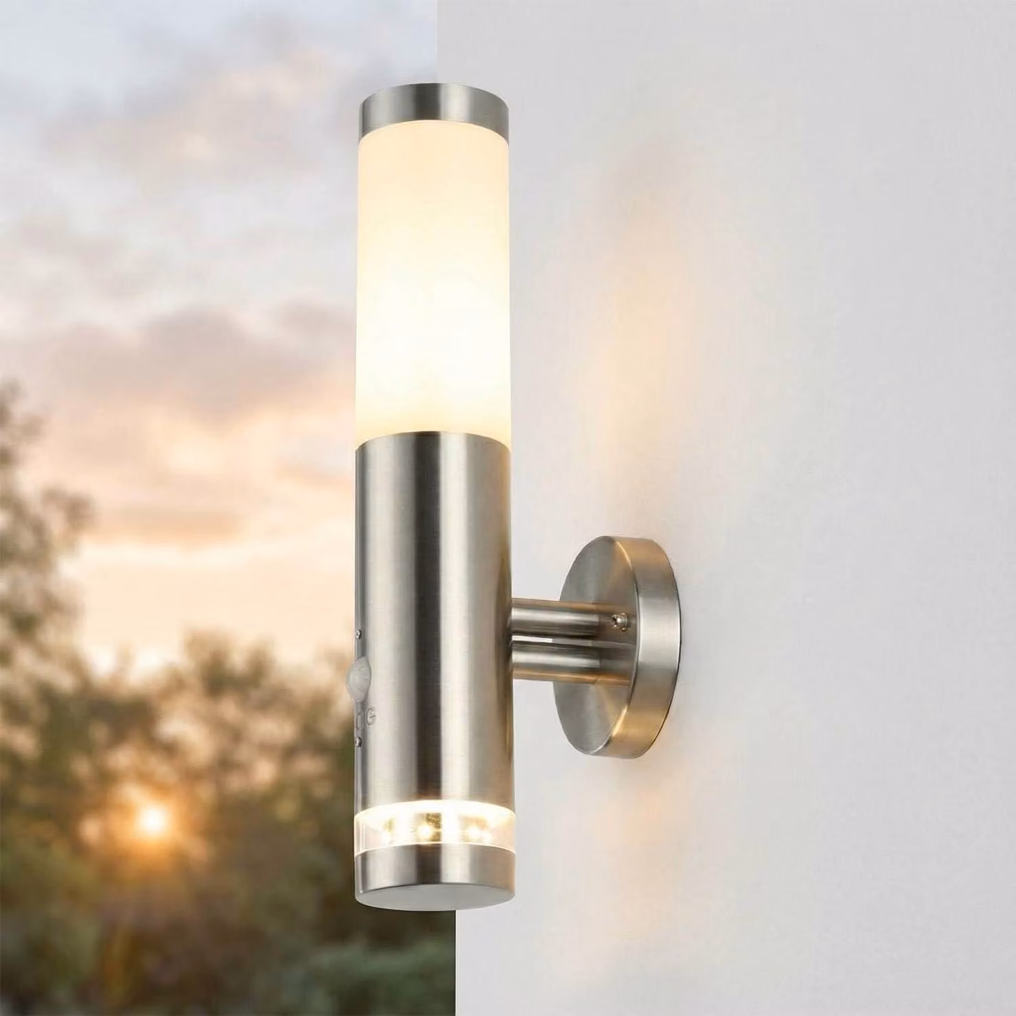 Apparecchio di illuminazione da esterno in acciaio inossidabile con sensore di movimento, attacco E27, 34 cm