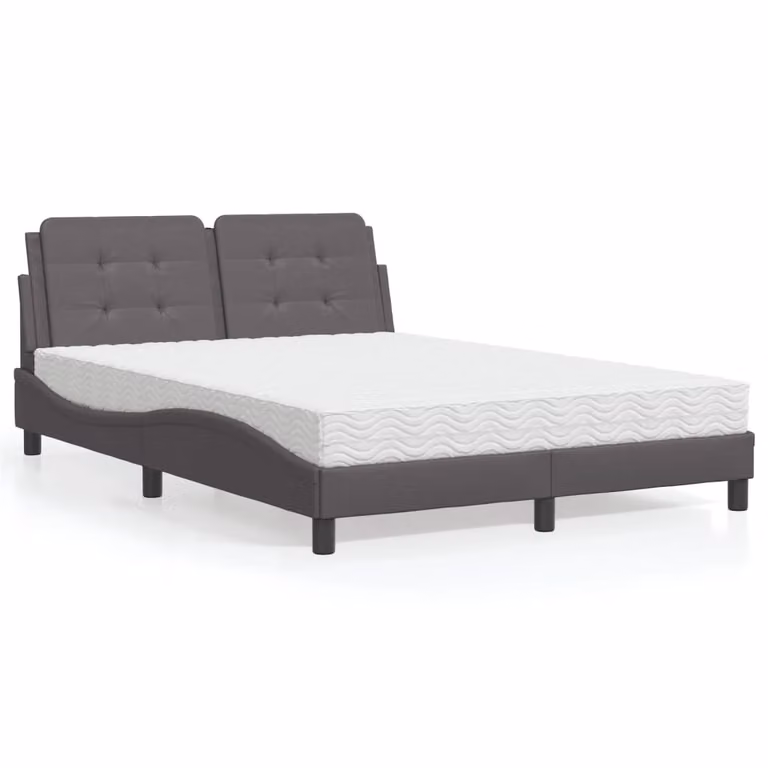 Letto con Materasso vidaXL Zadar Grigio in Similpelle L/P: 140 x 190 cm