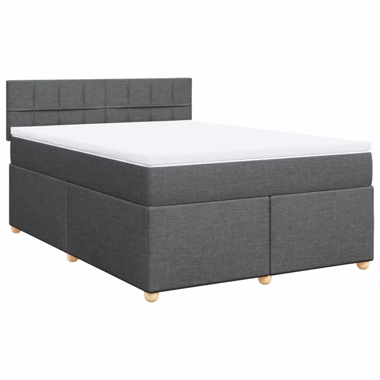 Giroletto a Molle con Materasso Grigio Scuro 140x200cm Tessuto