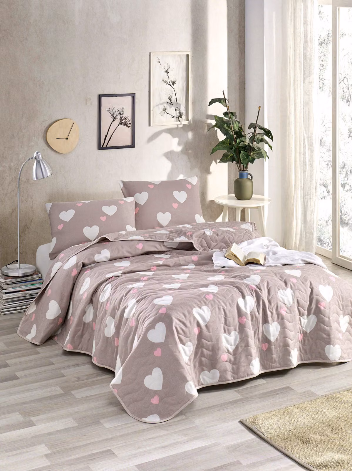L'Essentiel Linge de Maison, Begonvilla- EPJ7536, Polvere, Rosa, Copriletti, 65% cotone / 35% poliestere