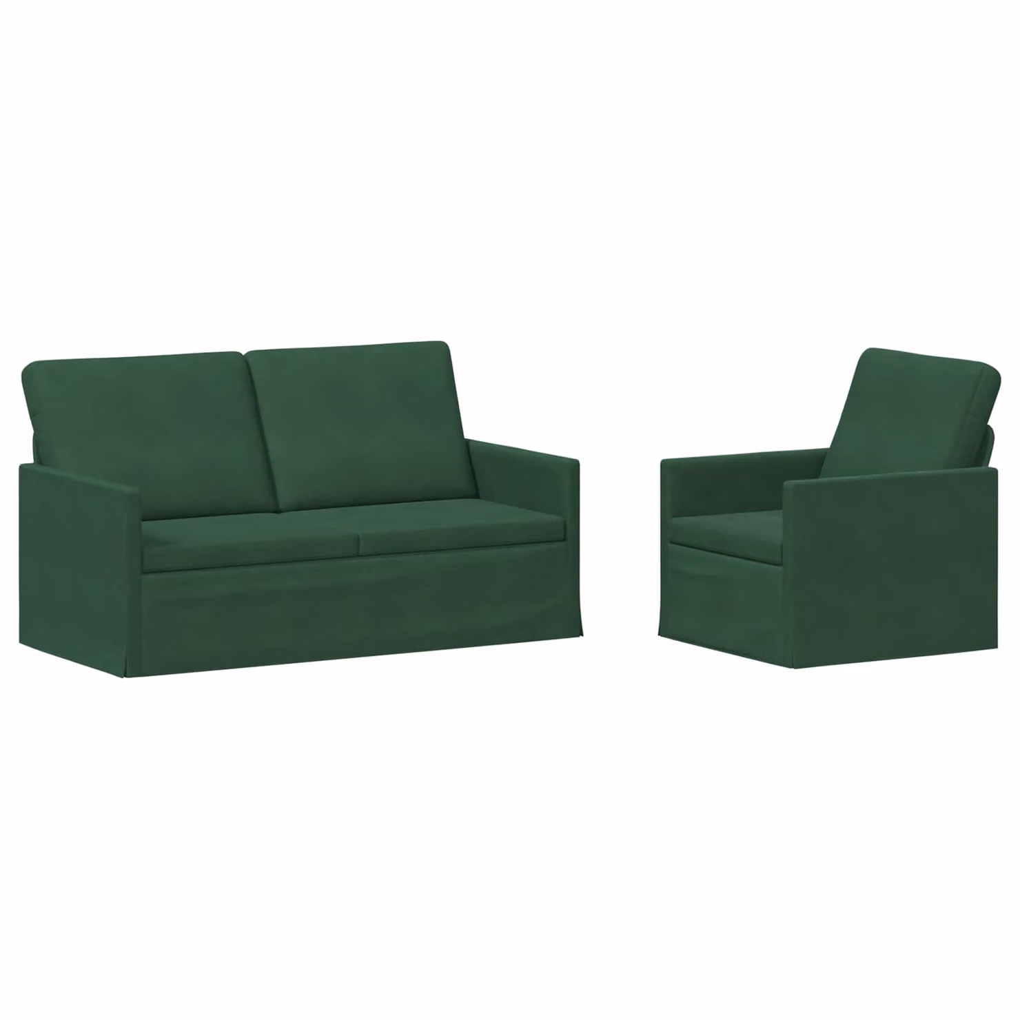 Set di 2 divani moderni vidaXL in tessuto cord e struttura in metallo, colore verde