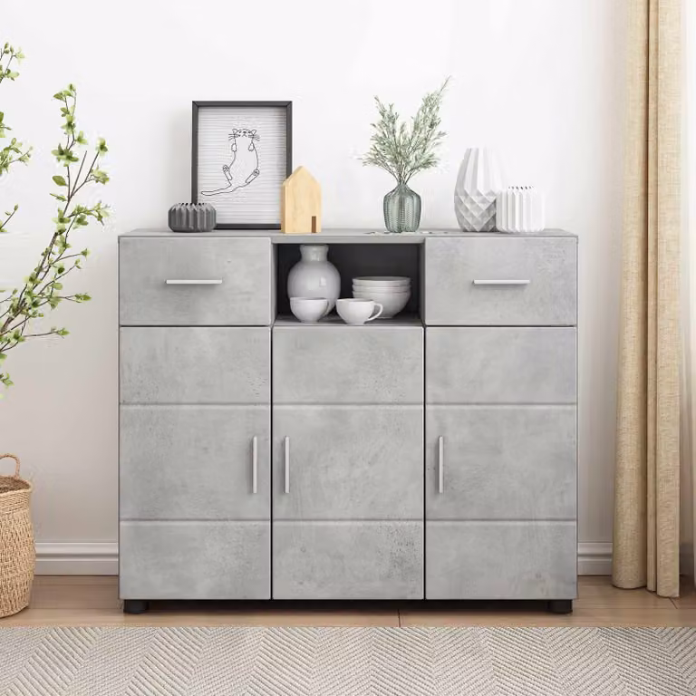 Armadio moderno vidaXL in legno MDF grigio cemento con ante e ripiani interni