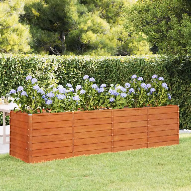 Letto rialzato da giardino vidaXL in acciaio Corten color marrone L: 320 cm, P: 80 cm, H: 77 cm