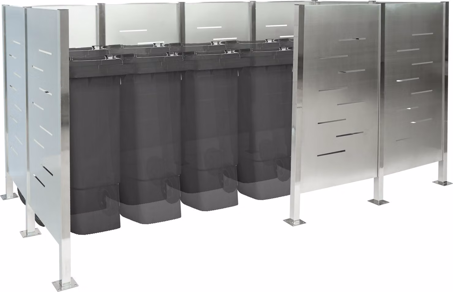 Recinzione per bidoni dei rifiuti HWC-J55, recinzione per bidoni dei rifiuti, deposito per bidoni dei rifiuti, 151x326x166 metallo ~ acciaio inox