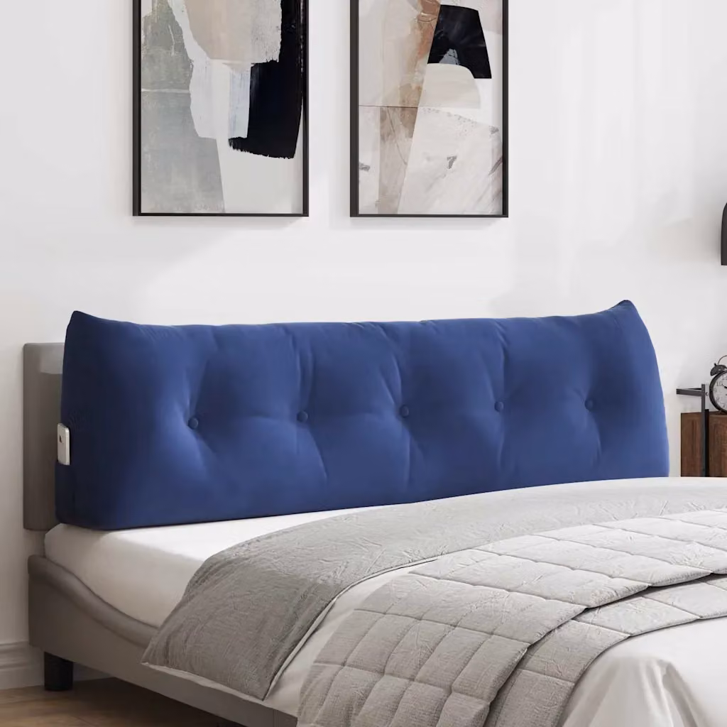 Cuscino per schiena vidaXL in velluto blu, L 160 x P 24 x H 50 cm