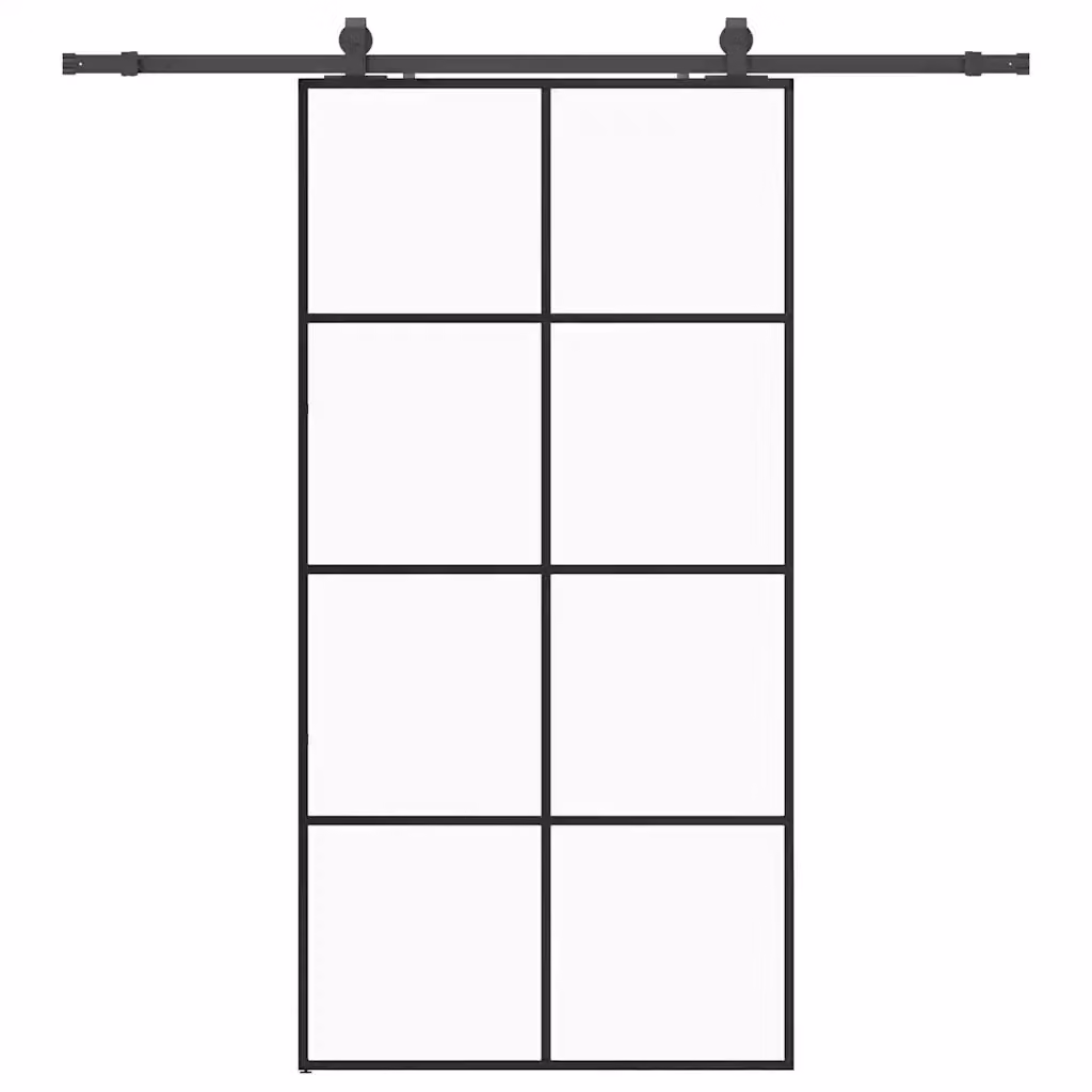 Porta Scorrevole Moderna VIDAXL in Vetro Trasparente con Telaio in Alluminio Nero L: 102,5 cm, H: 205 cm – 2