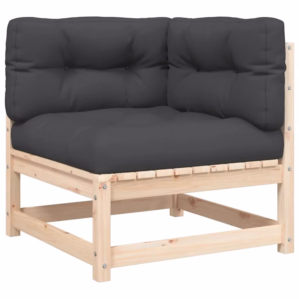 Divano Angolare da Giardino vidaXL in Legno di Pino Massello con Cuscini Grigio Antracite – 2
