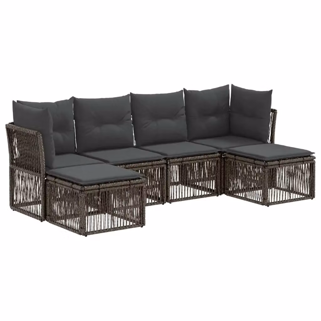 Set Divano da Giardino vidaXL a L in Polyrattan Grigio con 6 Sedute e Cuscini Inclusi – 2