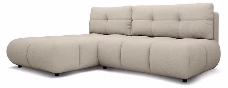 Divano angolare con funzione letto, modello Milorya, lato sinistro, colore beige chiaro