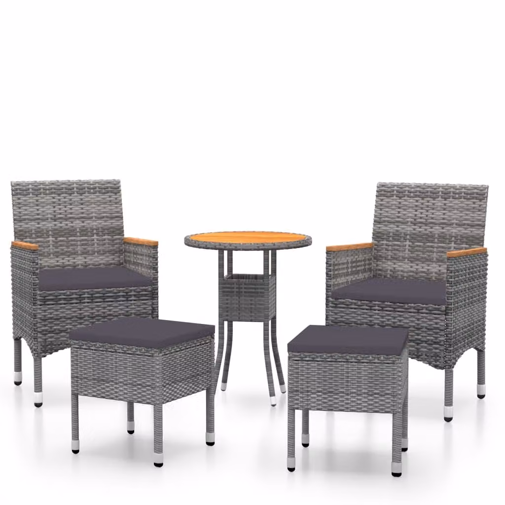 Set Divani da Giardino 5 pz in Polyrattan Grigio