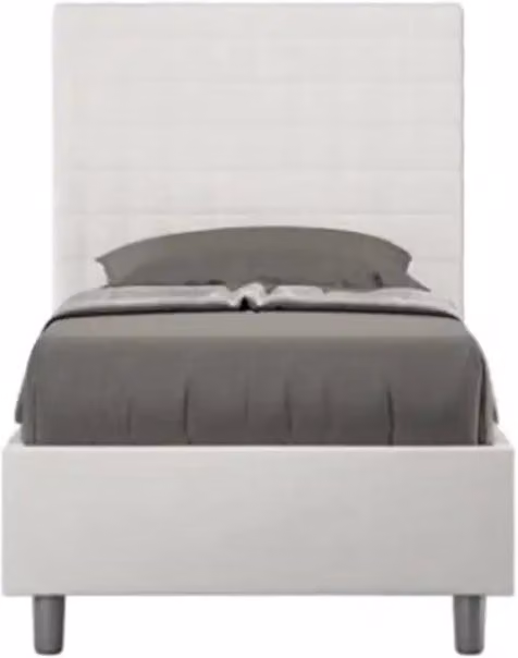 Letto singolo contenitore imbottito 80x210 similpelle bianco Sunny