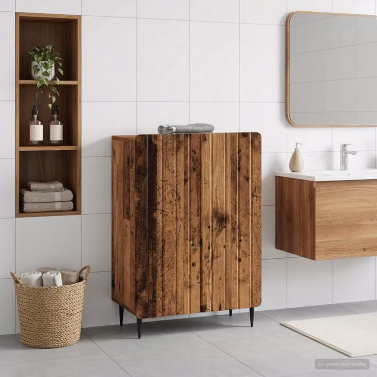 Mobiletto da bagno vidaXL ZWOLLE in legno antico marrone L: 59,5 cm, P: 31 cm, H: 79,5 cm