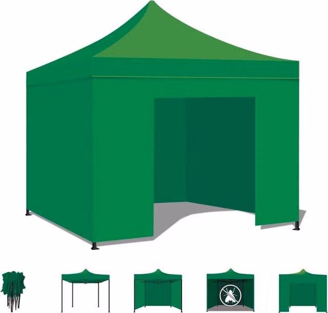Gazebo da giardino Frankystar impermeabile e pieghevole, colore verde, L 300 x P 300 cm