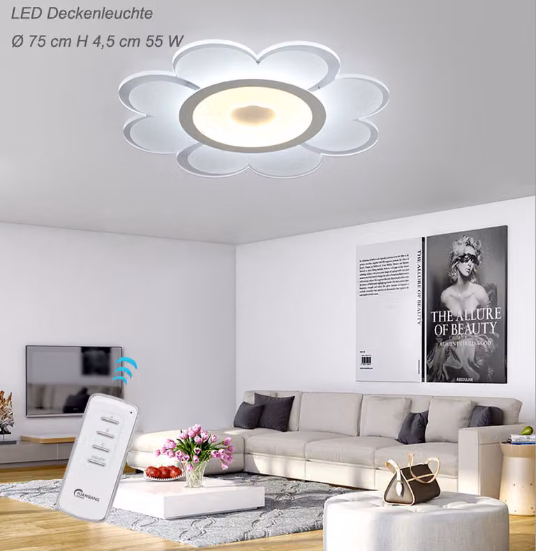 Plafoniera LED 1612-750, colore della luce impostabile separatamente con il telecomando A+