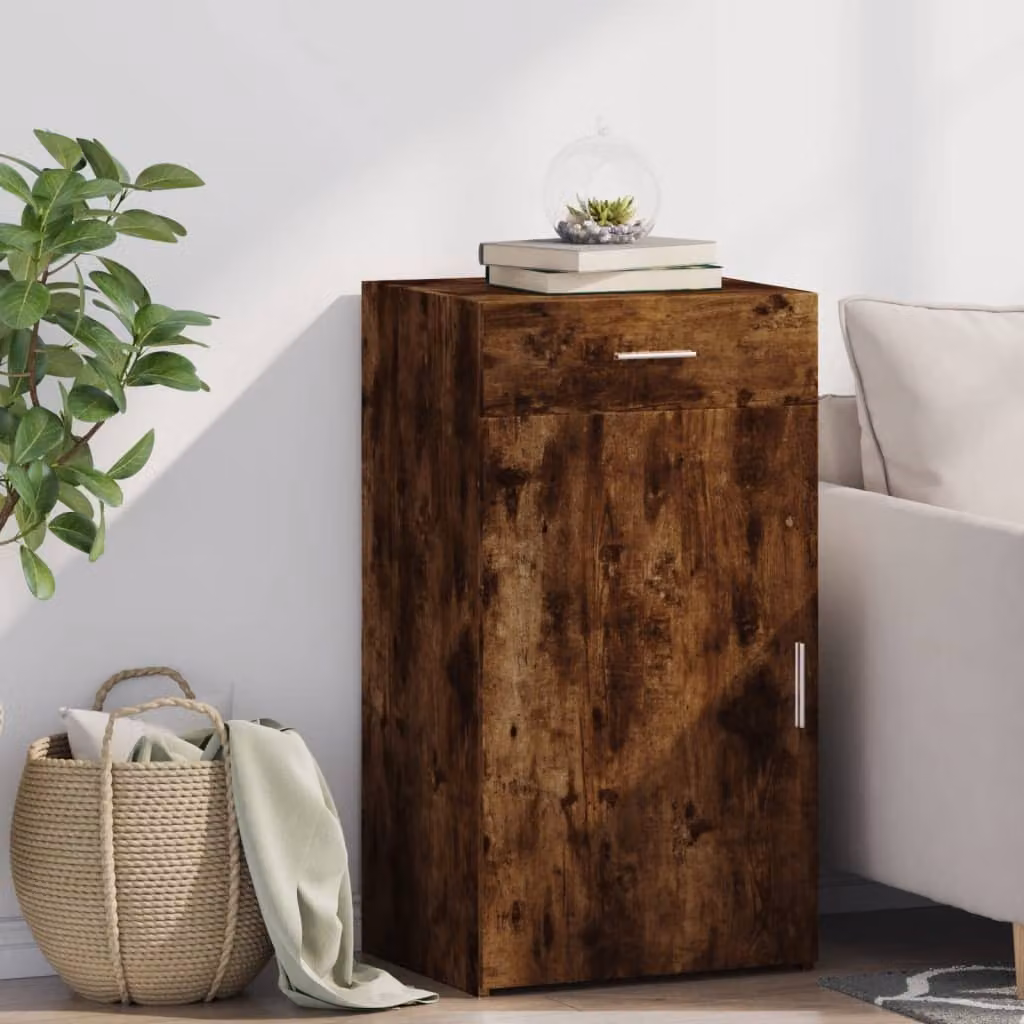 Credenza vidaXL in legno multistrato color rovere fumo L: 50 cm, P: 42,5 cm, H: 93 cm