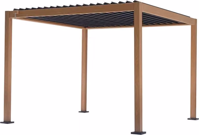 Pergola Texas Greenwood con effetto legno antracite o marrone 3x4 m