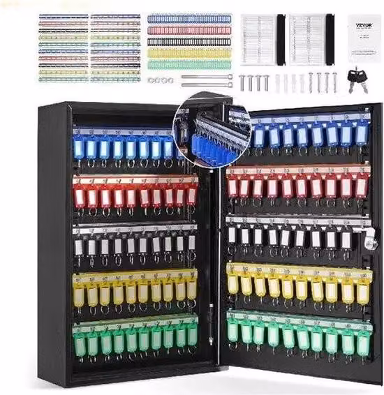 Armadietto per le chiavi - Cassetta per le chiavi - Armadietto per le chiavi con serratura a combinazione - Cassetta per le chiavi per uso interno ed esterno - Organizzazione ed efficienza - Compatto - Cassaforte - Nero