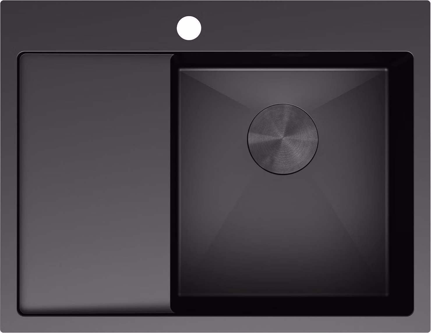 Mexen Exar lavello in acciaio 1 vasca con scolapiatti, destro 620 x 480 mm, nero - 6432621005P-70