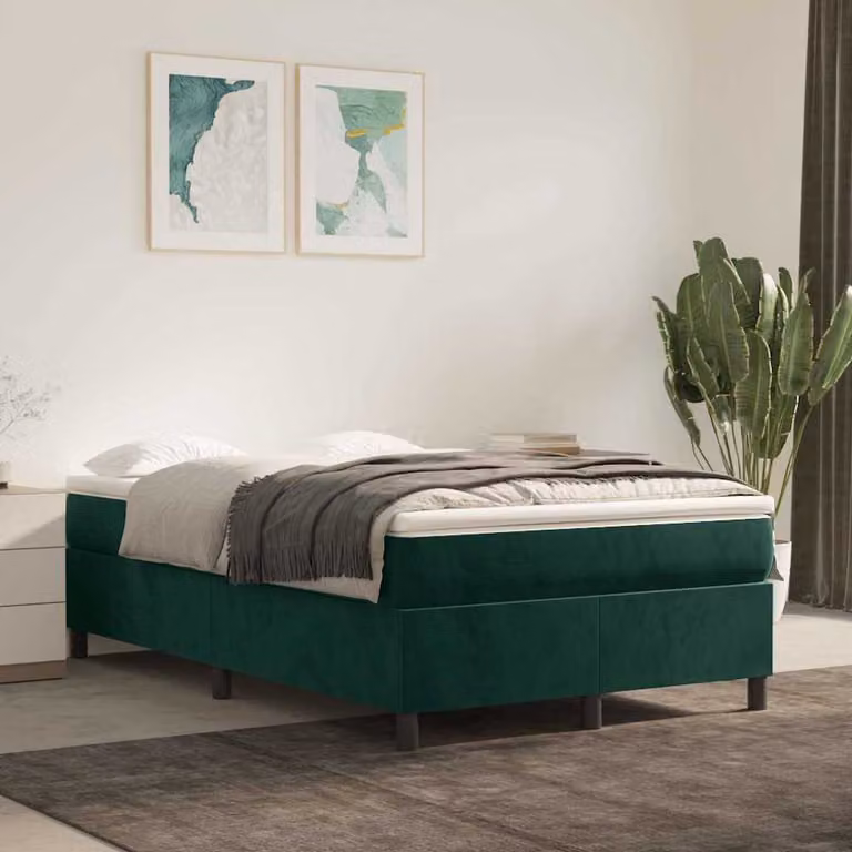 vidaXL Letto Ibrido con Materasso e Struttura in Velluto Verde e Bianco L/P: 120 x 200 cm