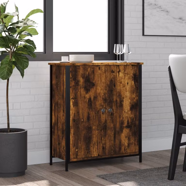 Credenza vidaXL in Rovere Fumo e Legno Multistrato, L 70 cm x P 30 cm x H 80 cm