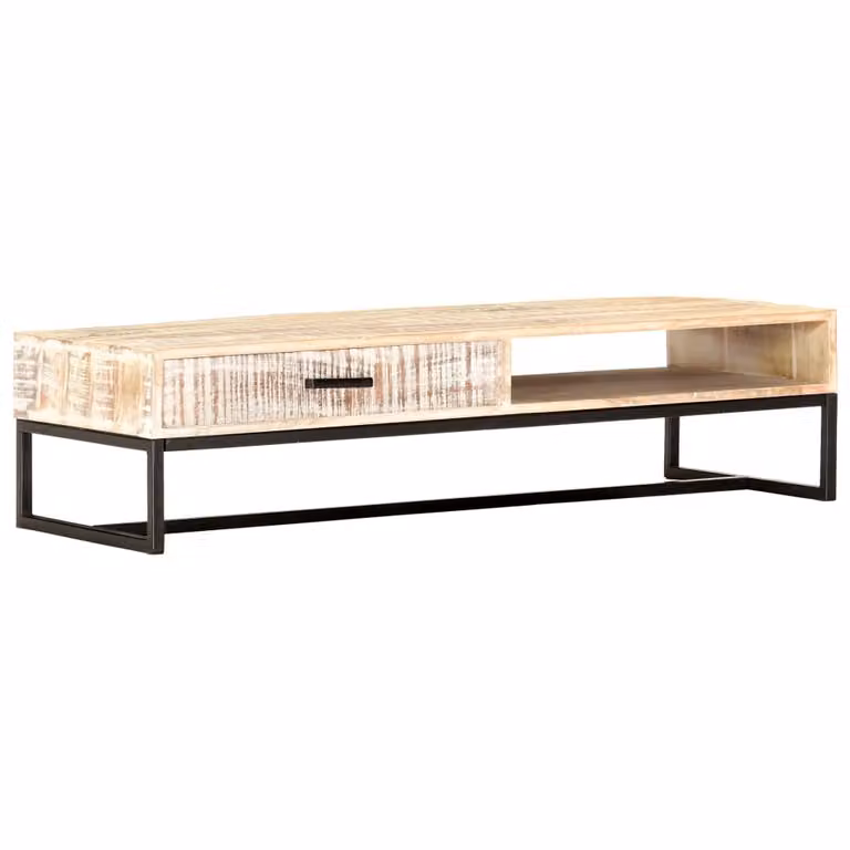 Maison Exclusive - Tavolino bianco, dimensioni 117 x 50 x 30 cm, in legno massello di acacia