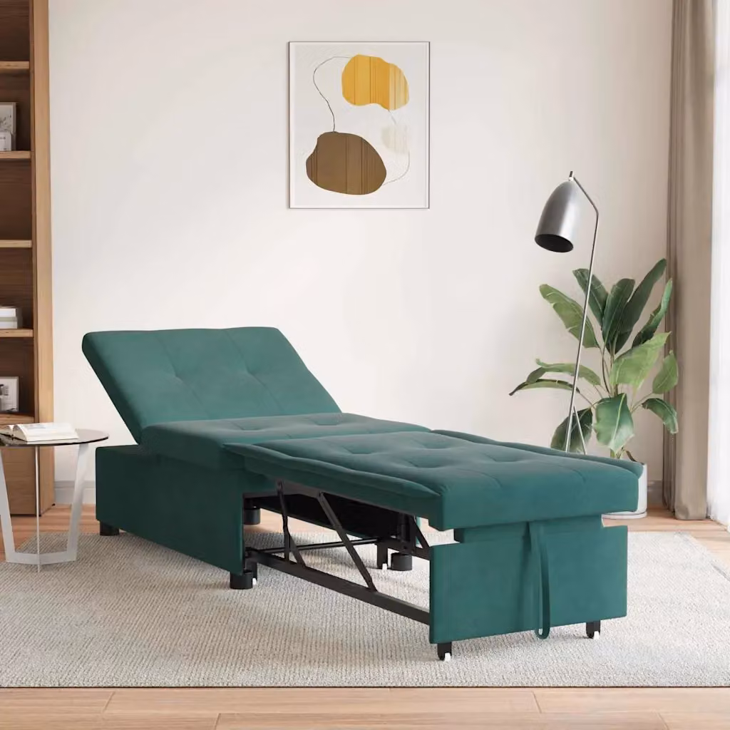Divano letto vidaXL in velluto verde per il tuo soggiorno L: 194 cm, P: 67 cm, H: 82 cm