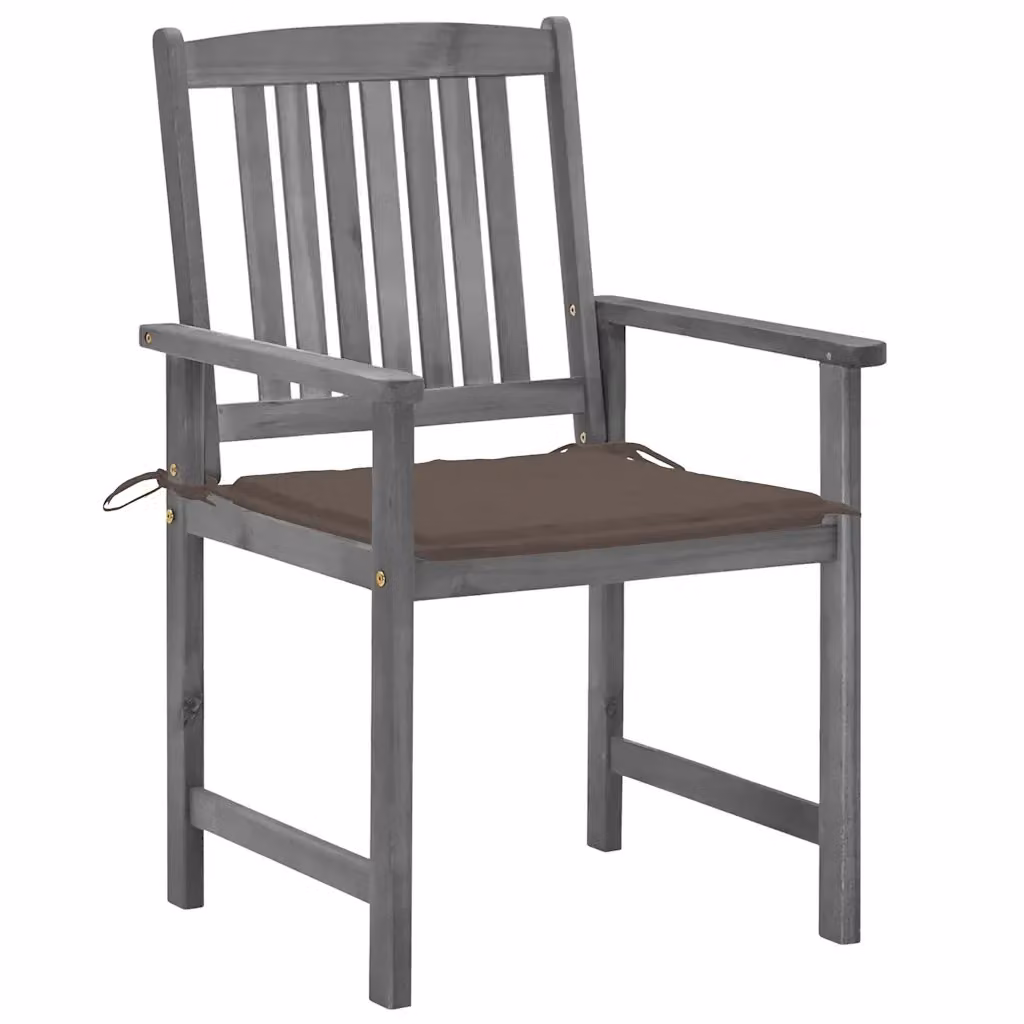 Set di 2 sedie da giardino vidaXL in legno di acacia massello con cuscini, colore grigio opaco