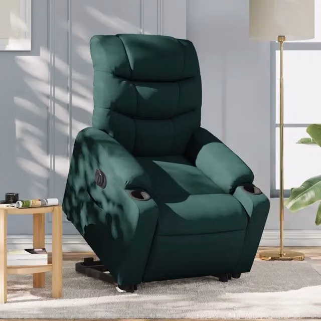 Poltrona Alzapersona Reclinabile Elettrica vidaXL Verde con Braccioli per Senior e Uso TV