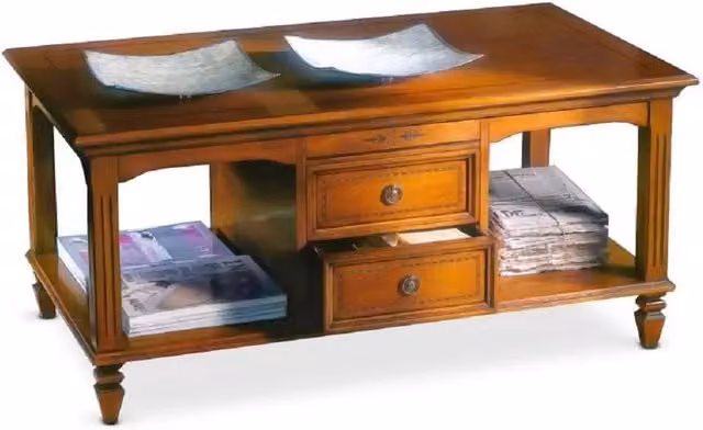 Tavolino classico da salotto in legno 2 cassetti finitura bassano l.115 p.65 h.55 - Mobili 2G