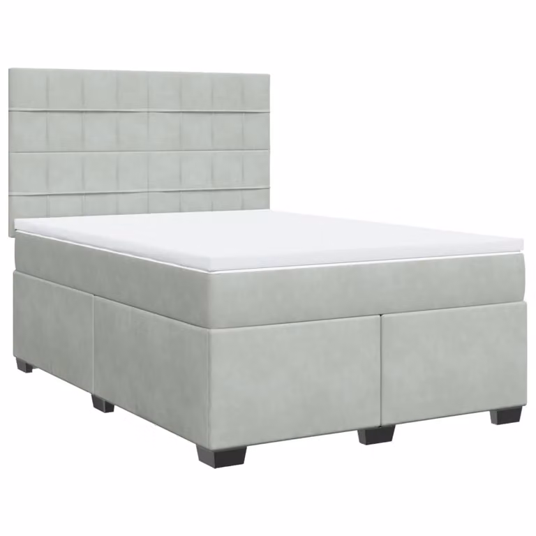 Giroletto a Molle con Materasso Grigio Chiaro 160x200cm Velluto