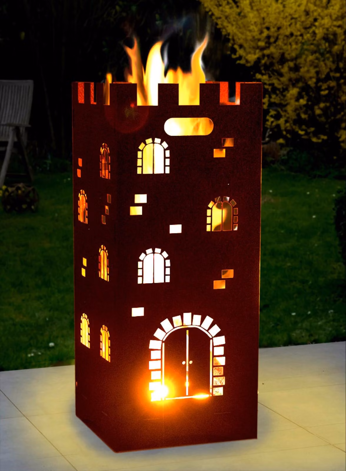 Moritz ciotola per il fuoco cesto per il fuoco 2mm acciaio 35x35x85 cm plug-in per giardino campeggio outdoor fire pit bar barile per il fuoco castello del cavaliere