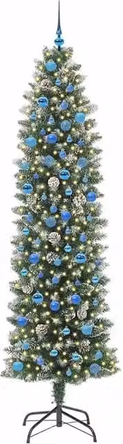 Albero di Natale Artificiale-Albero Natalizio Sottile Verde e Bianco 240 cm 453477