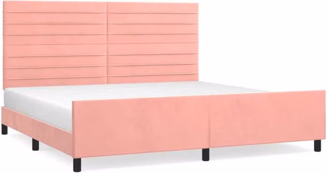 Letto matrimoniale | Letto per adulti | Giroletto con Testiera Rosa 200x200 cm in Velluto