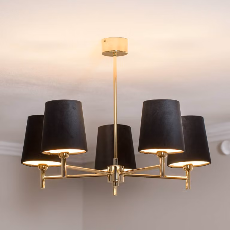 Lampadario a soffitto Nita Domiluce, dimmerabile, Ottone / Oro, Soggiorno / Sala da pranzo, Metallo, Moderno, Lampadario