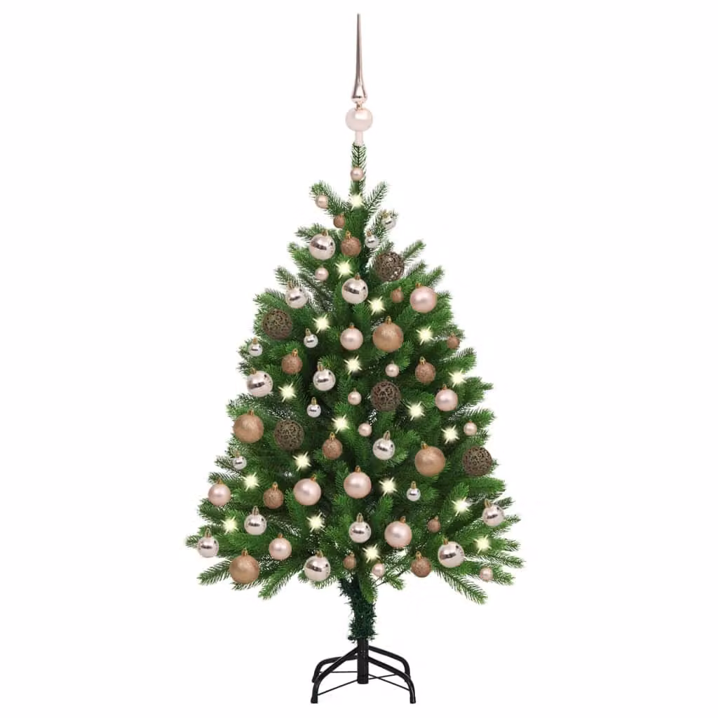 Maison Exclusive - Albero di Natale artificiale con luci e palline, 120 cm, verde