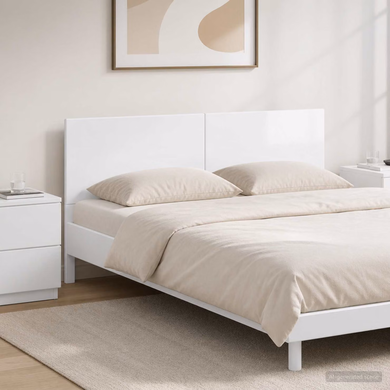 Testiera da muro vidaXL BREDA in legno ingegnerizzato bianco lucido con ripiano integrato