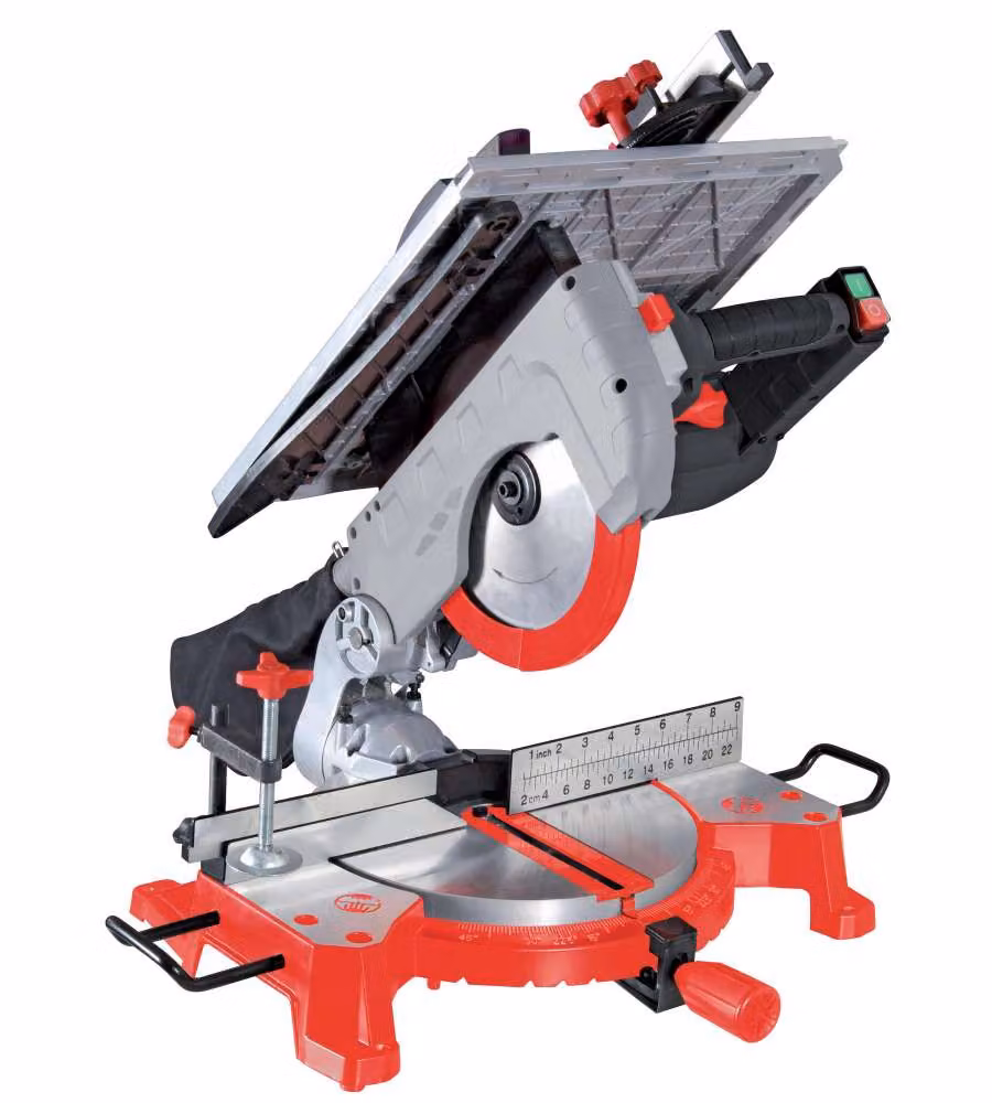 Troncatrice Valex TLS250B da 1800W con funzione banco sega e lama da 250mm, colore rosso – 1
