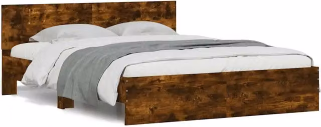 Giroletto con Testiera e LED-Struttura Letto con testiera Rovere Fumo 150x200 cm 992067