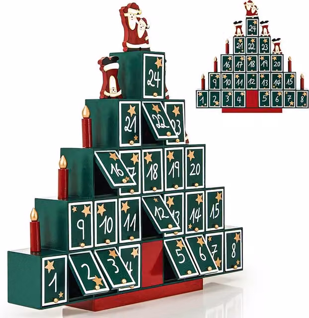 Calendario dell'avvento a piramide in legno multicolore Spielwerk per adulti