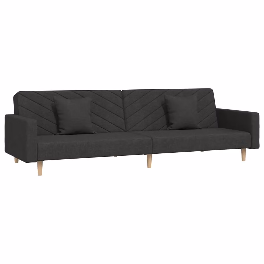 Divano Letto Click Clack vidaXL in Tessuto Nero con Cuscini e Struttura in Legno Solido – 2