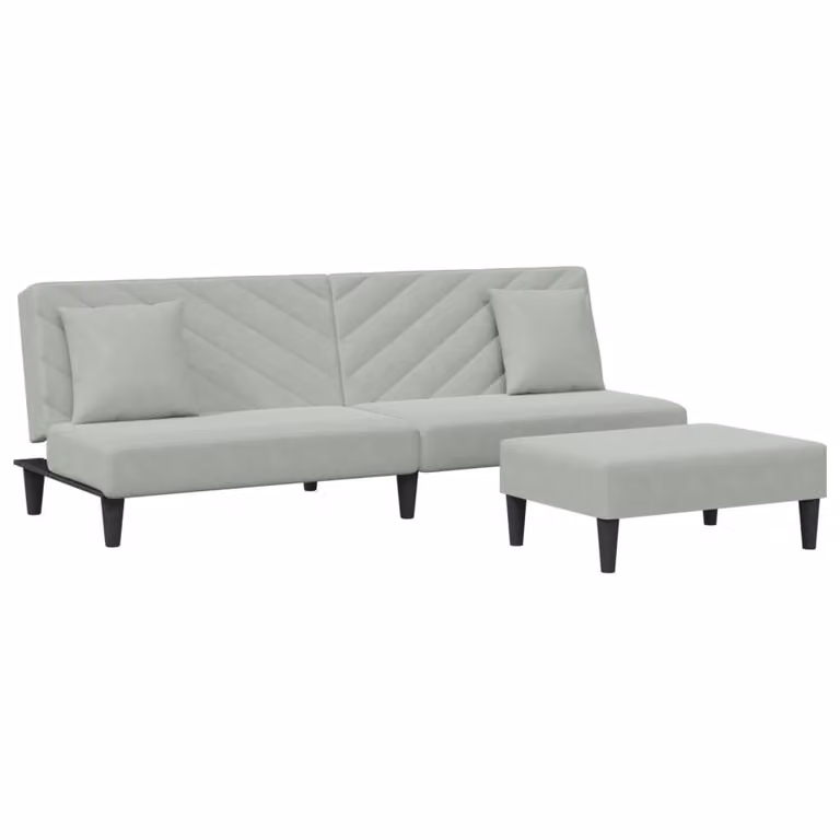 SYFAX™ Set di Divani 2 pz con Cuscini Grigio Chiaro in Velluto