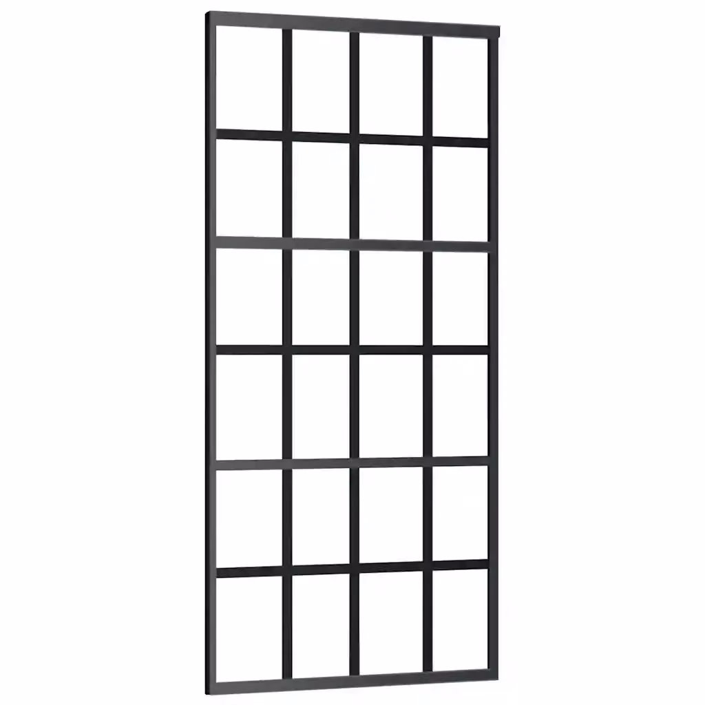 Porta Scorrevole Industrial vidaXL in Vetro Trasparente e Alluminio, Colore Nero, L 90 cm x H 205 cm – 2