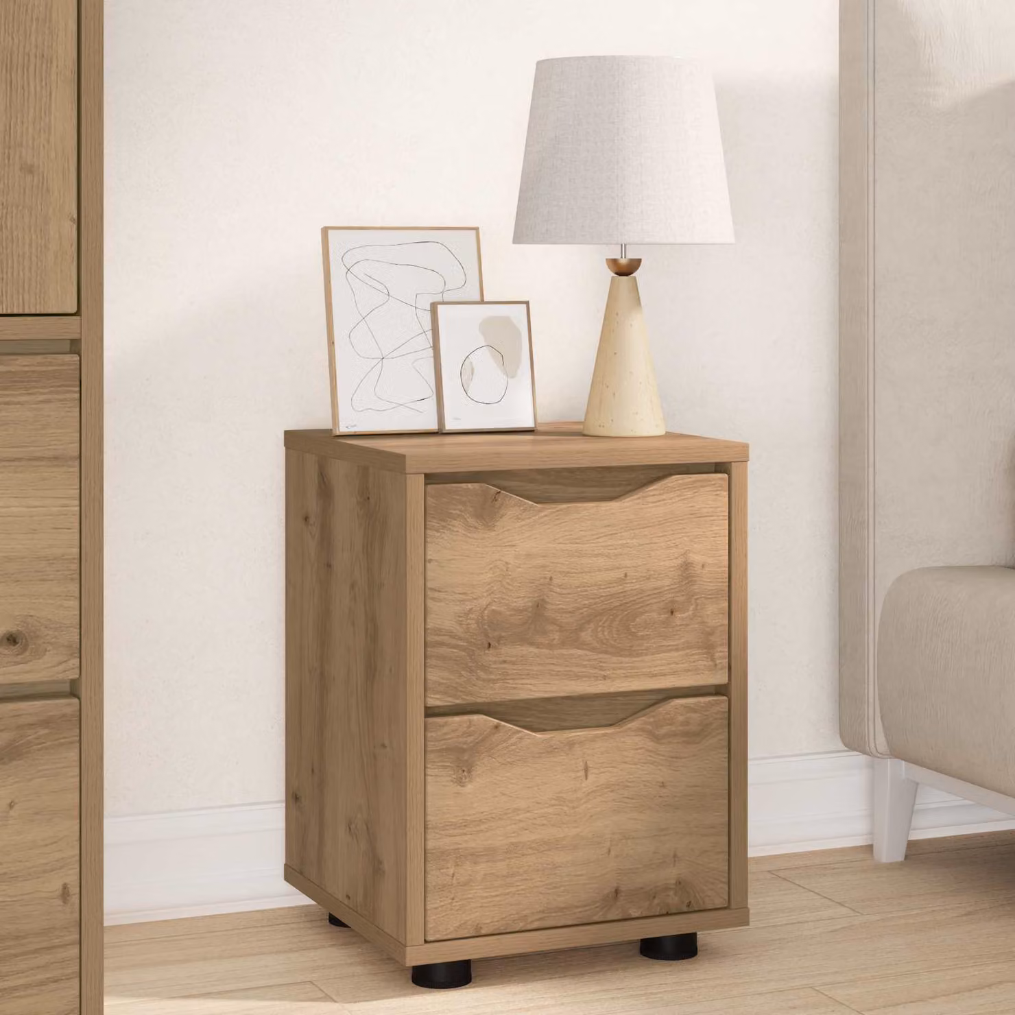 Comodino moderno vidaXL in rovere marrone L: 30,5 cm, P: 30 cm, H: 43 cm