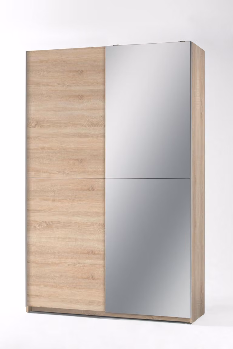 Armadio veloce ad ante scorrevoli con specchio 125 cm rovere Sonoma