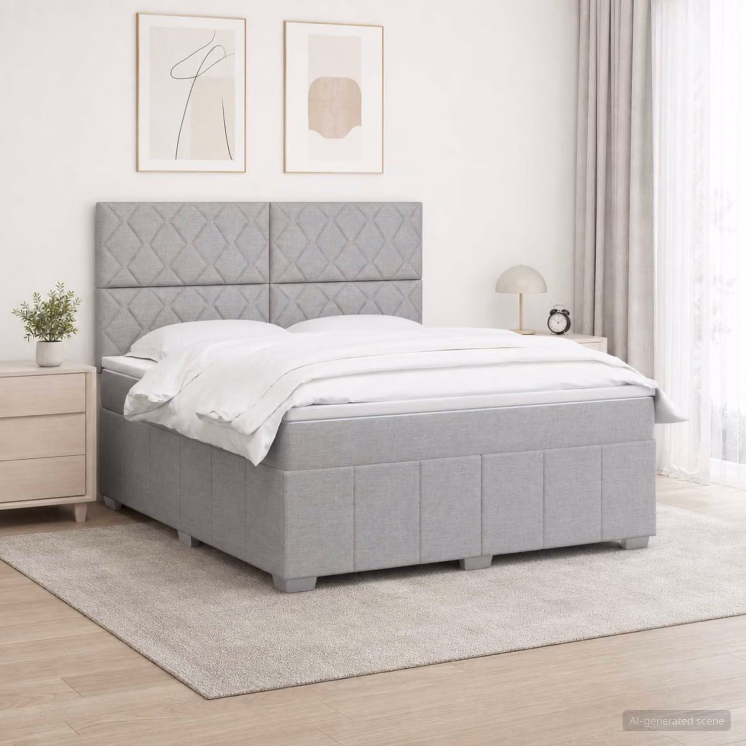 vidaXL Letto box spring con materasso a molle insacchettate Grigio Chiaro L: 160 cm, P: 200 cm