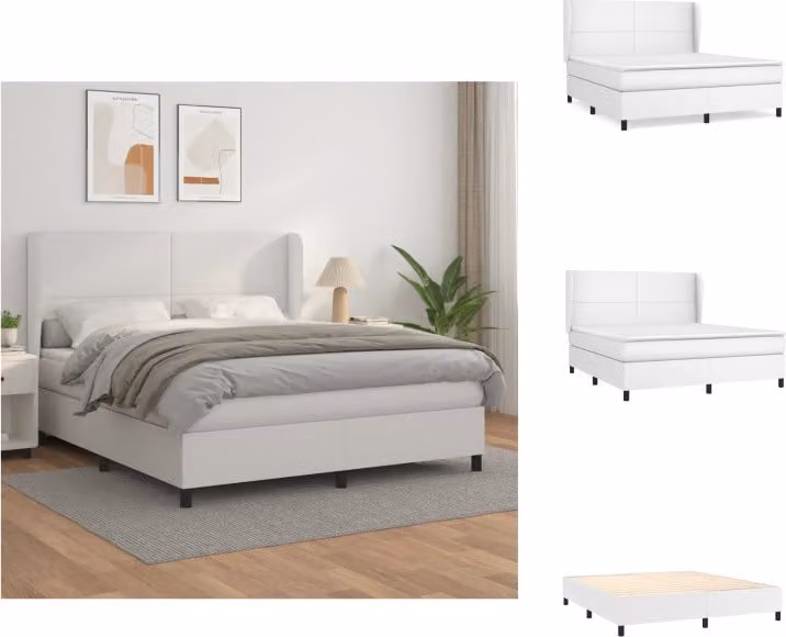 vidaXL Letto a molle con materasso bianco 180x200 cm in Pelle finta - Letti & strutture letto