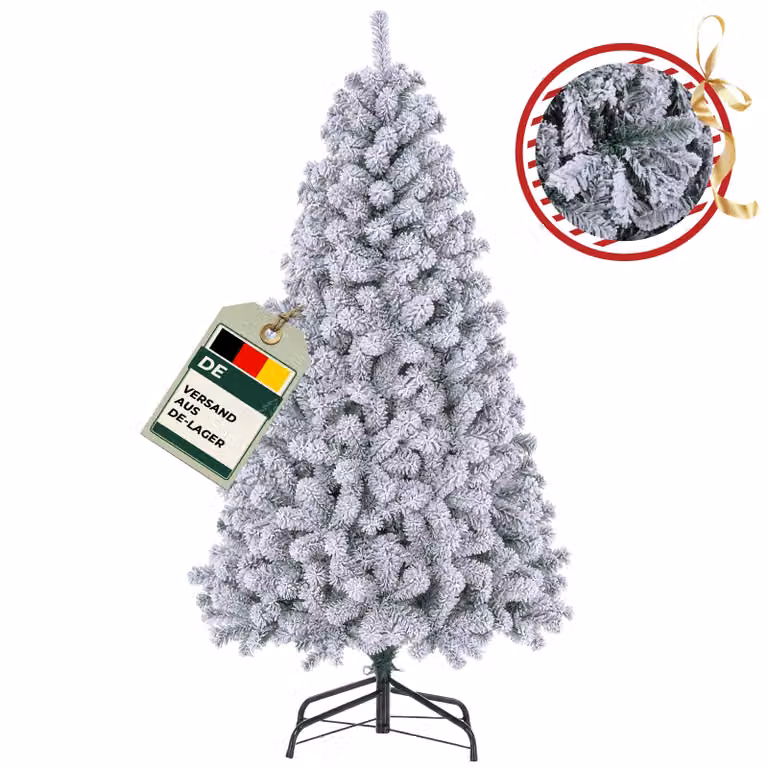 GTPLAYER: Albero di Natale artificiale, decorazioni natalizie, altezza 195 cm, materiale PVC, con oltre 1000 punte, rami rinforzati con nastri decorativi e biglietti di auguri