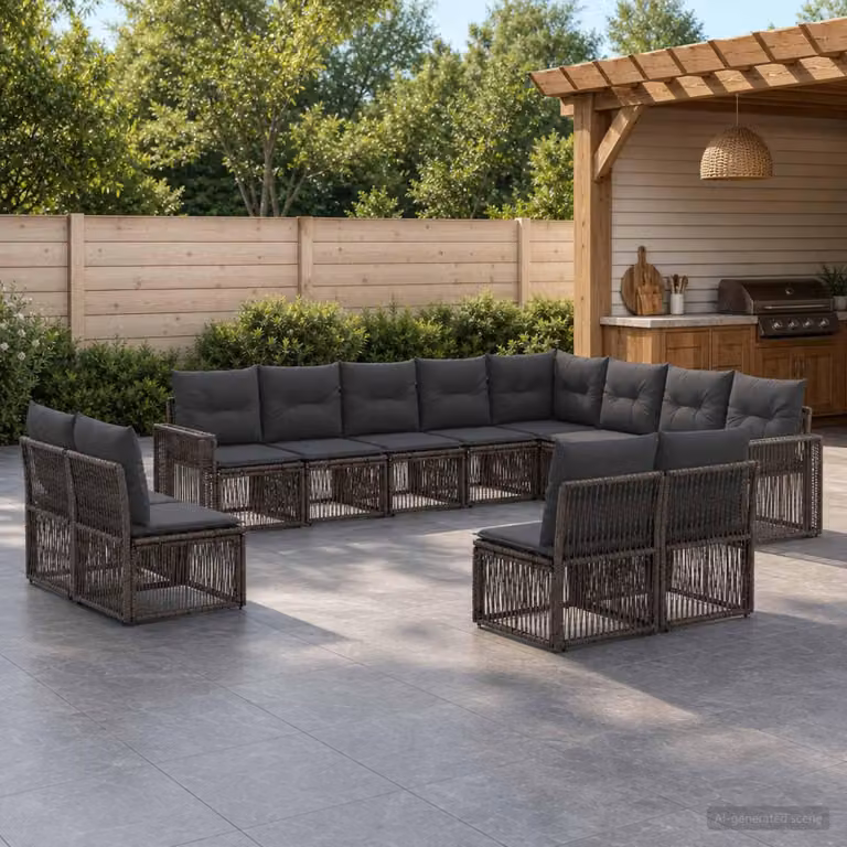 Maison Exclusive - Set di divani da giardino, 12 pezzi, grigio e grigio scuro, in rattan sintetico