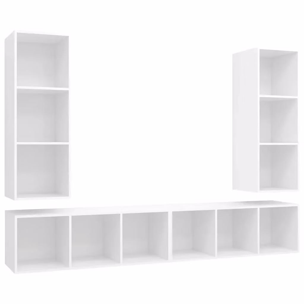 Set di 4 mobili TV da parete vidaXL in legno multistrato bianco per soggiorno – 2